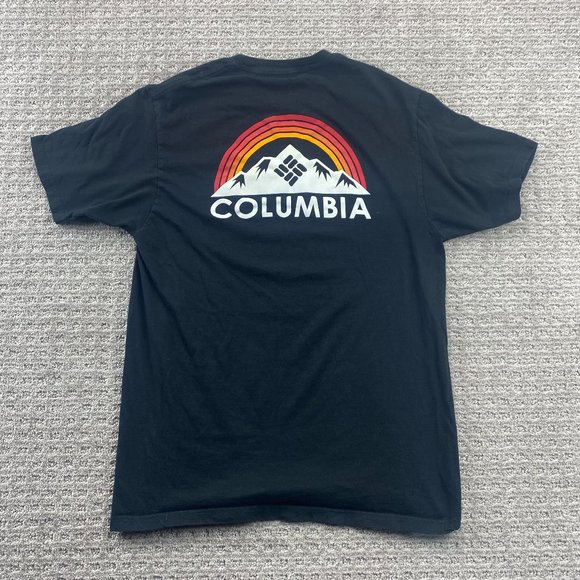 Columbia Sportswear Shirt Men Medium M Black Cotton Graphic Print Activewear Tee - Picture 1 of 9